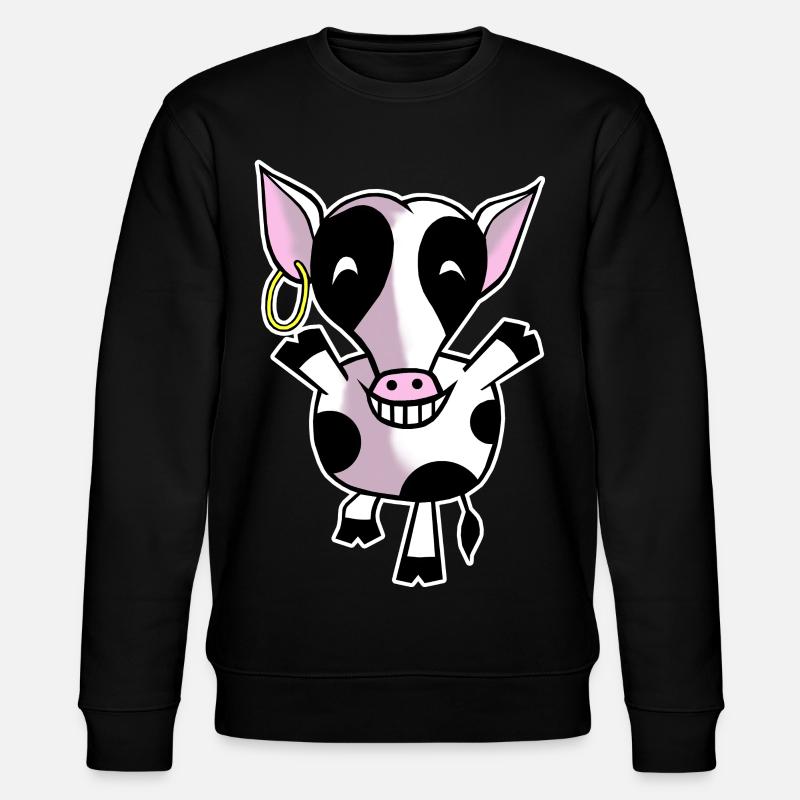 Glückliche Kuh - Stanley/Stella Unisex Bio-Sweatshirt CHANGER  - Schwarz