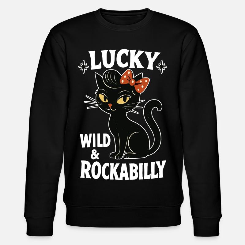 Rockabilly Black Cat Happy Wild Gift - Sweat bio CHANGER Stanley/Stella Unisexe - noir