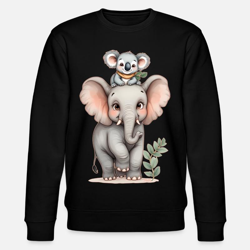 Wilde Freundschaft: Elefant und Koala 🐘 🐨 - Stanley/Stella Unisex Bio-Sweatshirt CHANGER  - Schwarz