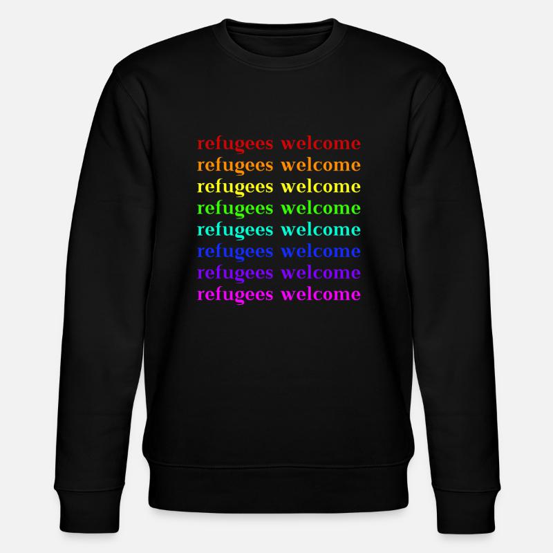 Refugees Welcome Gift Idea - Stanley/Stella CHANGER Unisex Organic Sweatshirt - black