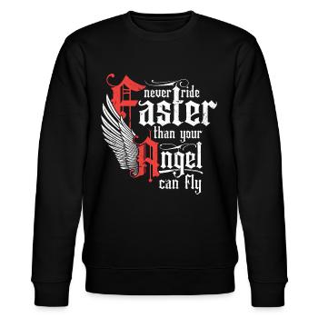 Never Ride Faster - Stanley/Stella CHANGER Unisex Organic Sweatshirt - black - Front - Nik (191cm) & Marisol (170cm)