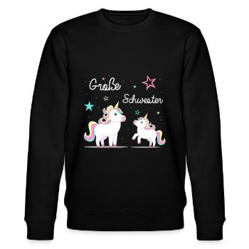 Große Schwester, Süsse Elefanten Geschwister - Stanley/Stella Unisex Bio-Sweatshirt CHANGER  - Schwarz - Vorne - Nik (191cm) & Marisol (170cm)