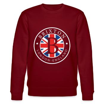 Brixton London England Great Britain UK Geschenk - Stanley/Stella Unisex Bio-Sweatshirt CHANGER  - Burgunderrot - Vorne - Nik (191cm) & Marisol (170cm)