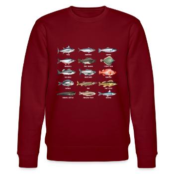 Fish carp fishing pike perch catfish gift - Stanley/Stella CHANGER Unisex Organic Sweatshirt - burgundy - Front - Nik (191cm) & Marisol (170cm)