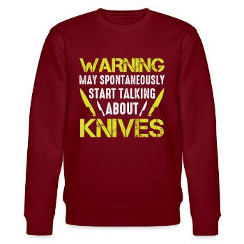 Knife Collector Blade Forge Blacksmith - Stanley/Stella Unisex Bio-Sweatshirt CHANGER  - Burgunderrot - Vorne - Nik (191cm) & Marisol (170cm)