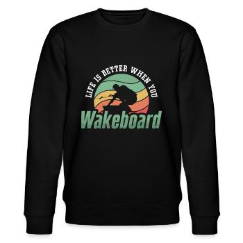 Wakeboard Wakeboarder Wakeboarding Wake Cadeau - Sweat bio CHANGER Stanley/Stella Unisexe - noir - Devant - Nik (191cm) & Marisol (170cm)