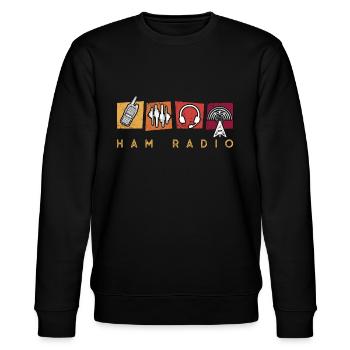 Ham Radio Amateur Radio Operator Channel Frequency - Stanley/Stella Unisex Bio-Sweatshirt CHANGER  - Schwarz - Vorne - Nik (191cm) & Marisol (170cm)