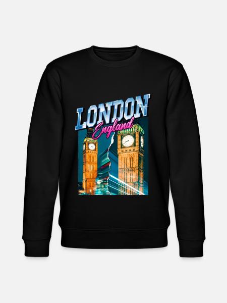 London England UK City Skyline Vintage Retro - Stanley/Stella CHANGER Unisex Organic Sweatshirt - black