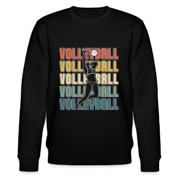 Beach Volleyball Retro Volleyball Set Beachball - Stanley/Stella Unisex Bio-Sweatshirt CHANGER  - Schwarz - Vorne - Nik (191cm) & Marisol (170cm)