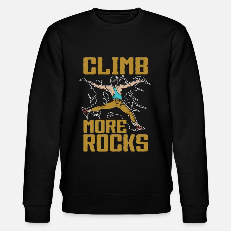 Rock Climbing Climb More Rocks Mountain Climbing - Stanley/Stella CHANGER Unisex Organic Sweatshirt - black