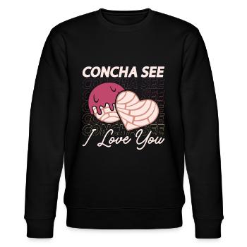 Concha See I Love You Conchas mexicaines de pain sucré - Sweat bio CHANGER Stanley/Stella Unisexe - noir - Devant - Nik (191cm) & Marisol (170cm)