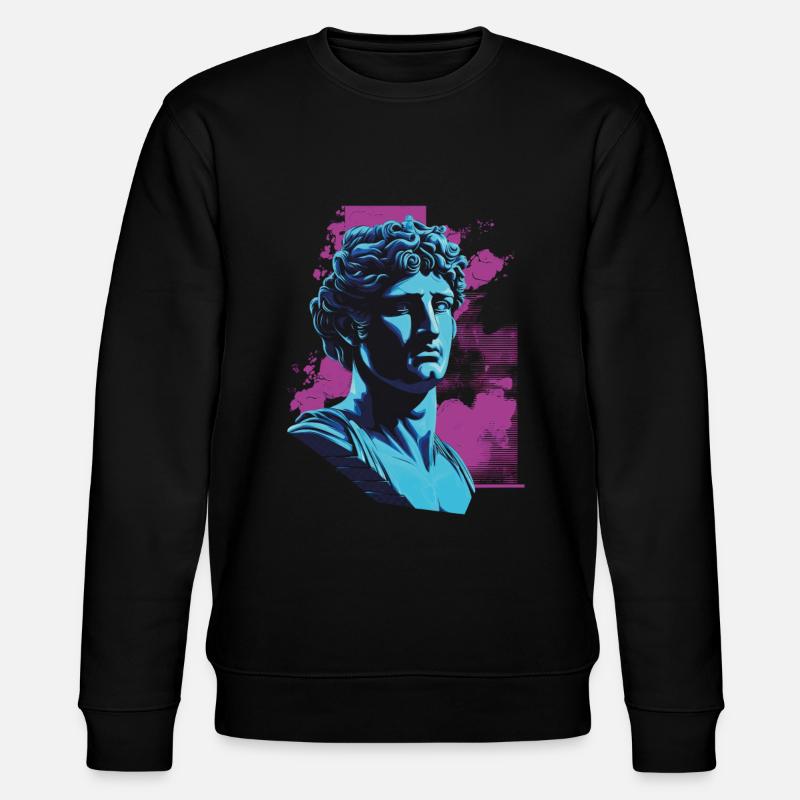 80er Klassische griechische statue Synthwave - Stanley/Stella Unisex Bio-Sweatshirt CHANGER  - Schwarz