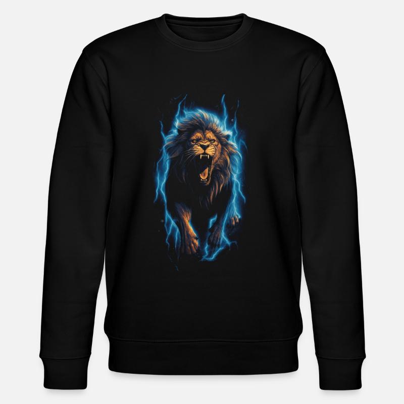 Löwe Feuer Blau Männlich - Stanley/Stella Unisex Bio-Sweatshirt CHANGER  - Schwarz