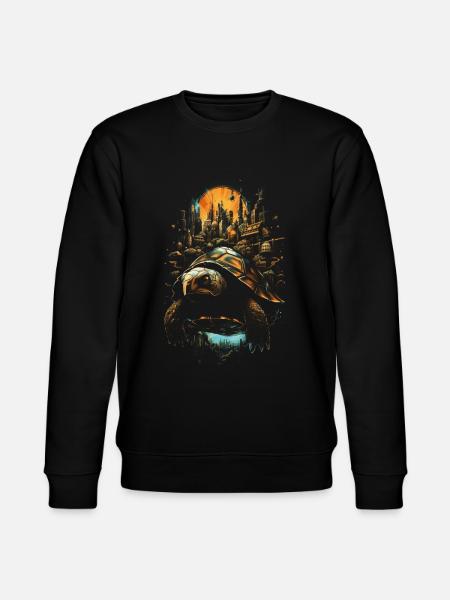 Steampunk Fantasy City Turtle - Stanley/Stella CHANGER Unisex Organic Sweatshirt - black