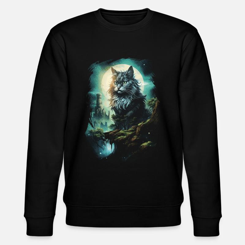Kunstwerk Katze Kätzchen Fantasy Märchen - Stanley/Stella Unisex Bio-Sweatshirt CHANGER  - Schwarz