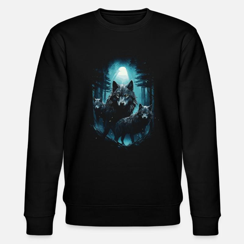 Dunkle Kunst Wolf Wald Mythisch - Stanley/Stella Unisex Bio-Sweatshirt CHANGER - Schwarz