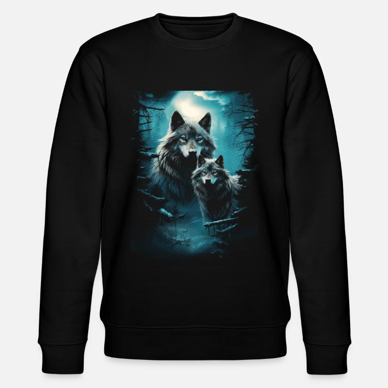 Fantasy Wolf Mond Wolfsrudel Mythologie - Stanley/Stella Unisex Bio-Sweatshirt CHANGER - Schwarz