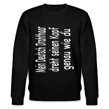 Deutsch Drahthaar Hund - Deutsch Drahthaar - Stanley/Stella Unisex Bio-Sweatshirt CHANGER  - Schwarz - Vorne - Nik (191cm) & Marisol (170cm)