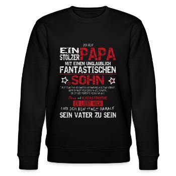 Stolzer Papa mit einem fantastischen Sohn - Stanley/Stella Unisex Bio-Sweatshirt CHANGER  - Schwarz - Vorne - Nik (191cm) & Marisol (170cm)