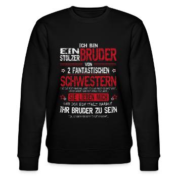 Stolzer Bruder - 2 Schwestern - Stanley/Stella Unisex Bio-Sweatshirt CHANGER  - Schwarz - Vorne - Nik (191cm) & Marisol (170cm)