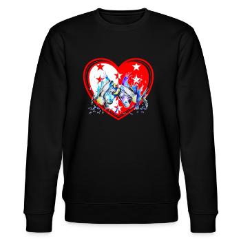 Herens Kuh, Eringer, Herz, St. Valentin - Stanley/Stella Unisex Bio-Sweatshirt CHANGER  - Schwarz - Vorne - Nik (191cm) & Marisol (170cm)