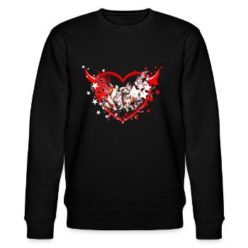 Herens Kuh, Eringer, Herz, St. Valentin - Stanley/Stella Unisex Bio-Sweatshirt CHANGER  - Schwarz - Vorne - Nik (191cm) & Marisol (170cm)