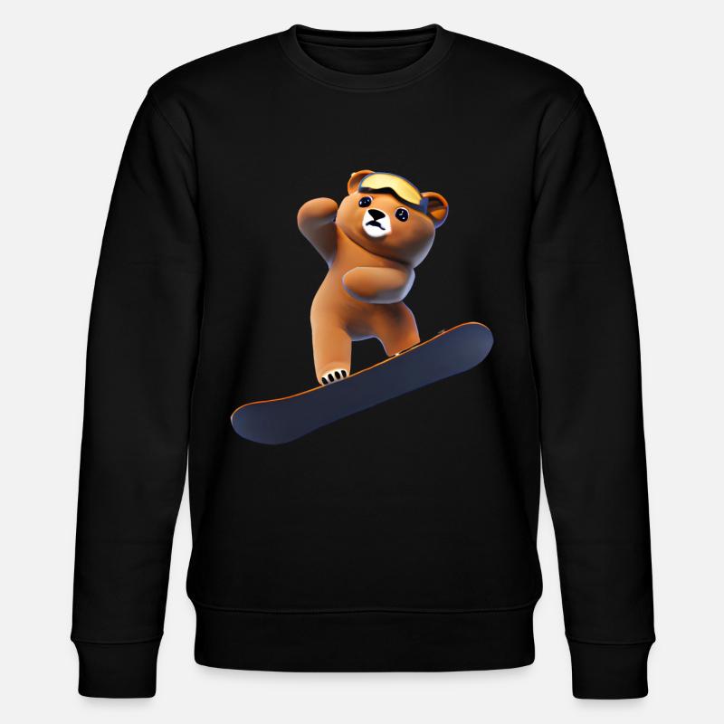 Snowboardender Bär - Stanley/Stella Unisex Bio-Sweatshirt CHANGER  - Schwarz