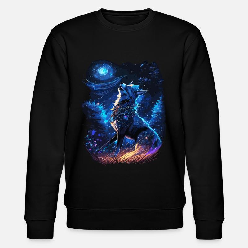 howling wolf in mystical nature - Stanley/Stella CHANGER Unisex Organic Sweatshirt - black