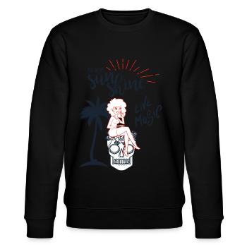 "Sunshine Live Music" Illustration Grafikdesign - Stanley/Stella Unisex Bio-Sweatshirt CHANGER  - Schwarz - Vorne - Nik (191cm) & Marisol (170cm)