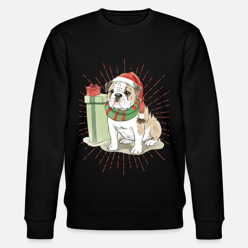 Bulldog Joyeux Noël Chien Chiens - Sweat bio CHANGER Stanley/Stella Unisexe - noir