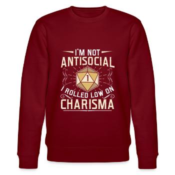 Non Antisocial I Rolled Low On Charisma RPG Gamer - Sweat bio CHANGER Stanley/Stella Unisexe - bordeaux - Devant - Nik (191cm) & Marisol (170cm)