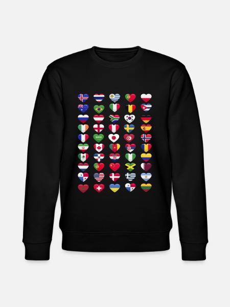 Nationalflaggen Landesflaggen Herzform - Stanley/Stella Unisex Bio-Sweatshirt CHANGER - Schwarz