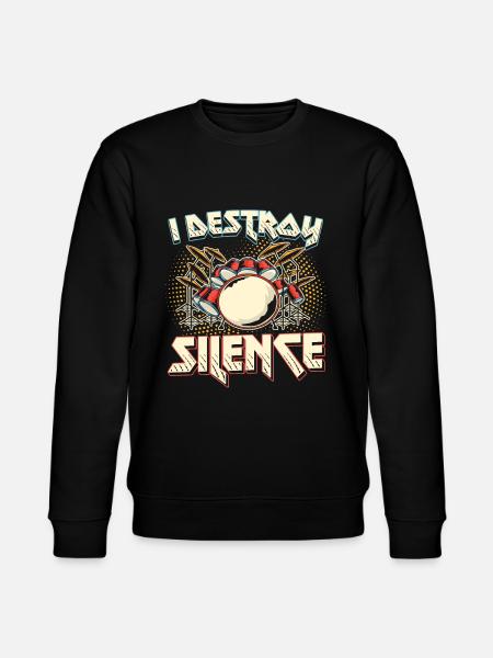 I Destroy Silence Drums - Stanley/Stella CHANGER Unisex Organic Sweatshirt - black