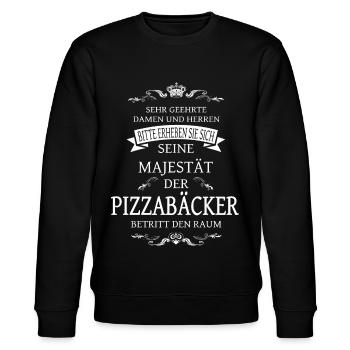 Seine Majestät der Pizzabäcker betritt den Raum - Stanley/Stella Unisex Bio-Sweatshirt CHANGER  - Schwarz - Vorne - Nik (191cm) & Marisol (170cm)