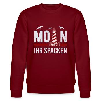 Moin ihr Spacken - Stanley/Stella Unisex Bio-Sweatshirt CHANGER  - Burgunderrot - Vorne - Nik (191cm) & Marisol (170cm)