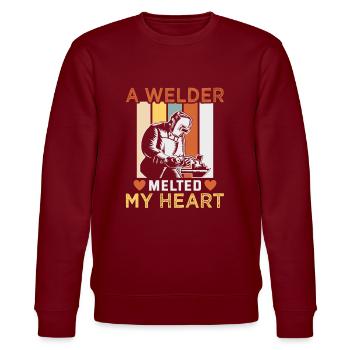 Schweißer Spruch Design für Metallbauer - Stanley/Stella Unisex Bio-Sweatshirt CHANGER  - Burgunderrot - Vorne - Nik (191cm) & Marisol (170cm)