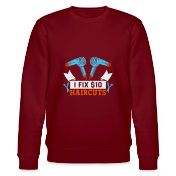 Friseurin Barber Frisörin Friseursalon - Stanley/Stella Unisex Bio-Sweatshirt CHANGER  - Burgunderrot - Vorne - Nik (191cm) & Marisol (170cm)