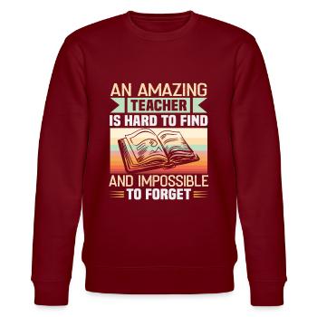 Bester Lehrer Rente Geschenkidee Schüler - Stanley/Stella Unisex Bio-Sweatshirt CHANGER  - Burgunderrot - Vorne - Nik (191cm) & Marisol (170cm)