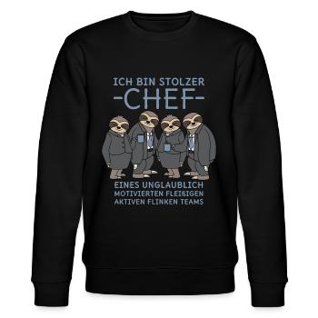Stolzer Chef unglaublich fleißiges Team Faultiere - Stanley/Stella Unisex Bio-Sweatshirt CHANGER  - Schwarz - Vorne - Nik (191cm) & Marisol (170cm)