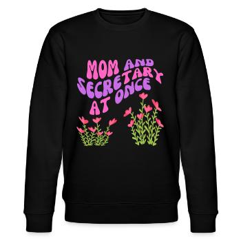 Mama und Sekretärin - Stanley/Stella Unisex Bio-Sweatshirt CHANGER  - Schwarz - Vorne - Nik (191cm) & Marisol (170cm)