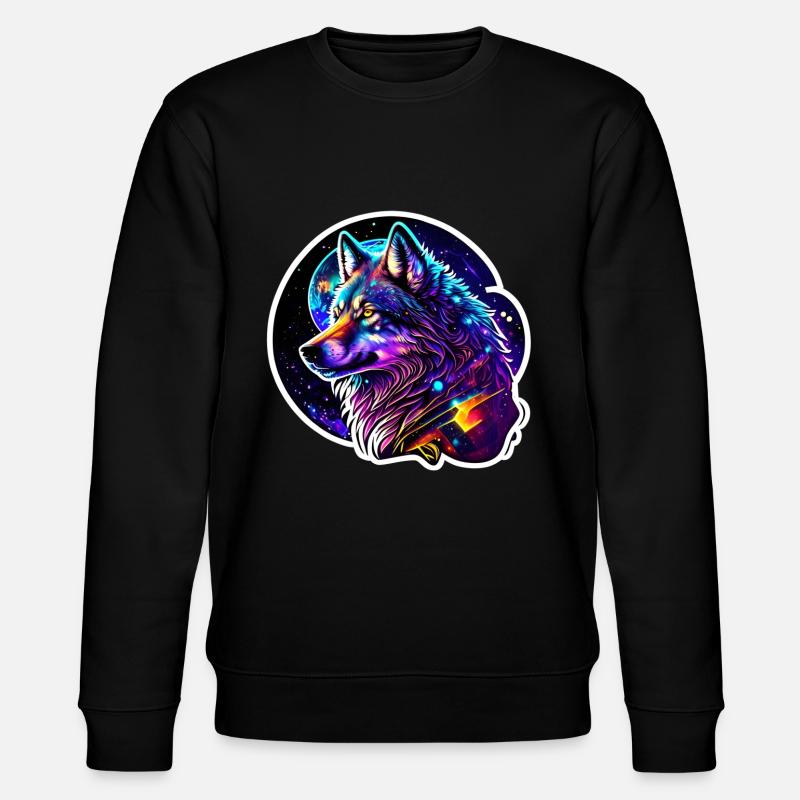 Psychedelic Wolf - Stanley/Stella CHANGER Unisex Organic Sweatshirt - black