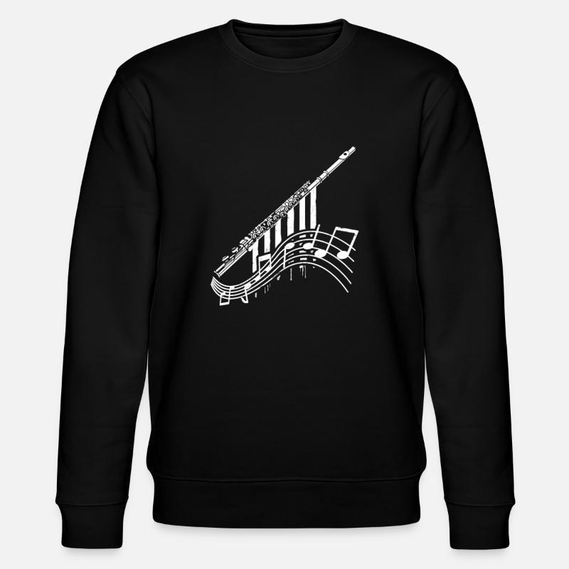 Flute Music Notes Gift - Stanley/Stella CHANGER Unisex Organic Sweatshirt - black
