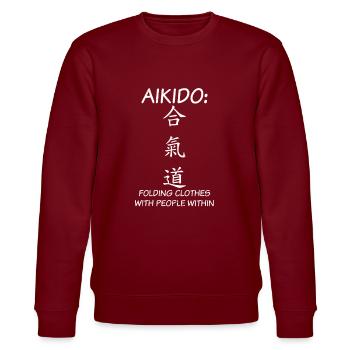 Aikido Falten Kleidung - Stanley/Stella Unisex Bio-Sweatshirt CHANGER  - Burgunderrot - Vorne - Nik (191cm) & Marisol (170cm)