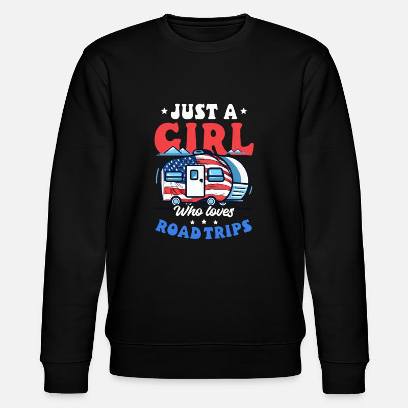 Roadtrip-Mädchen liebt Roadtrips - Stanley/Stella Unisex Bio-Sweatshirt CHANGER  - Schwarz