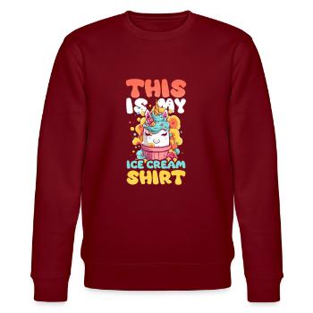Vendeur de crème glacée Ceci est ma tenue de crème glacée - Sweat bio CHANGER Stanley/Stella Unisexe - bordeaux - Devant - Nik (191cm) & Marisol (170cm)