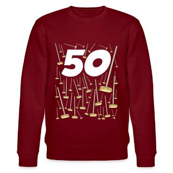 50 Besen Geburtstag Fünfzig Jahre Mann Frau - Stanley/Stella Unisex Bio-Sweatshirt CHANGER  - Burgunderrot - Vorne - Nik (191cm) & Marisol (170cm)