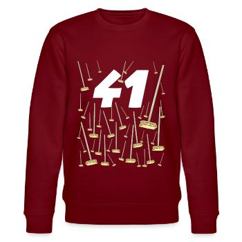 41 Besen Humor Geburtstag Mann oder Frau - Stanley/Stella Unisex Bio-Sweatshirt CHANGER  - Burgunderrot - Vorne - Nik (191cm) & Marisol (170cm)