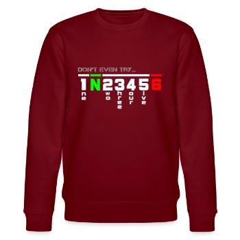 Motorrad Gangschaltung Superbike - Stanley/Stella Unisex Bio-Sweatshirt CHANGER  - Burgunderrot - Vorne - Nik (191cm) & Marisol (170cm)