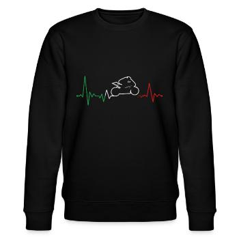 EKG Herzschlag Motorrad Italien Italo Biker - Stanley/Stella Unisex Bio-Sweatshirt CHANGER  - Schwarz - Vorne - Nik (191cm) & Marisol (170cm)