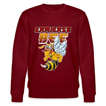 Kamikaze Bee Honey Bee Beekeeper Japan - Stanley/Stella CHANGER Unisex Organic Sweatshirt - burgundy - Front - Nik (191cm) & Marisol (170cm)